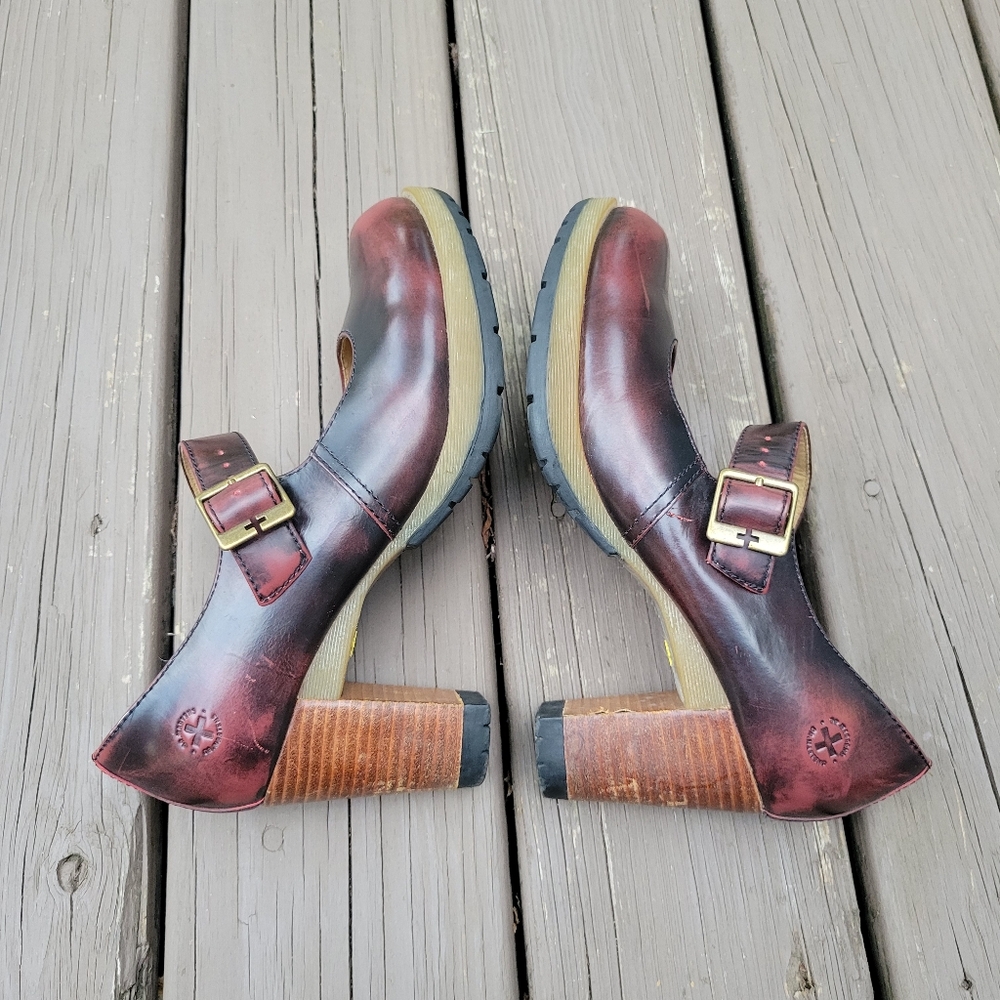 Dr Martens Marlena Oxblood Burgundy Ruboff Distressed Preppy Heeled Mary Jane 10 - Picture 3 of 8